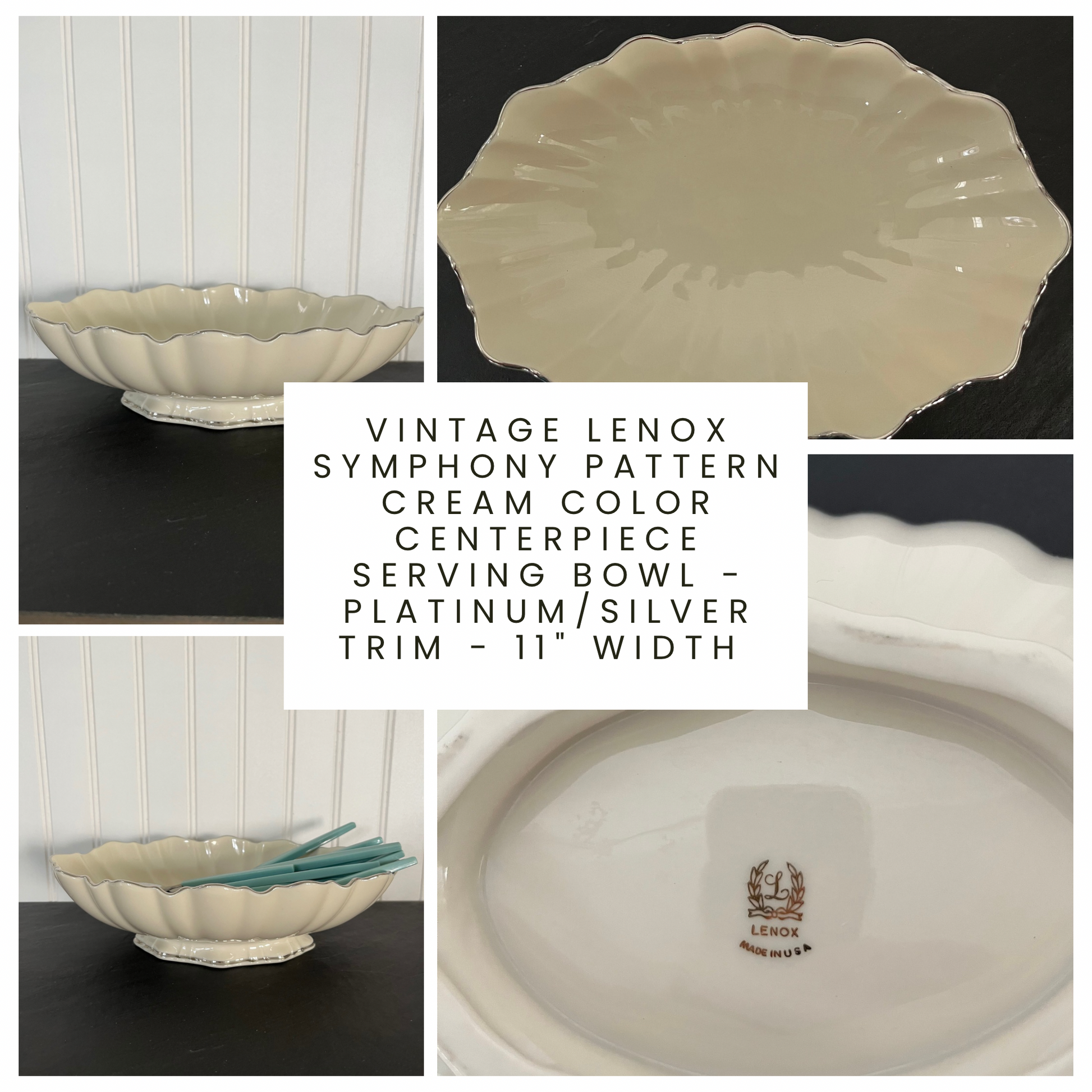 Vintage Lenox Symphony Pattern Cream Centerpiece Serving Bowl