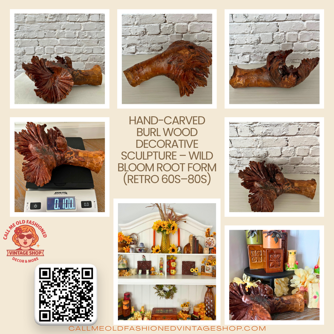 Organic Burl Wood Root Art – Tree Ear Forest Bloom Form (Retro) Minimalist Garden Wood Flower