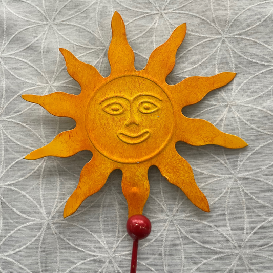 Vintage Mr Sun-Shine Deep Orange Yellow  Metal Wall Hook