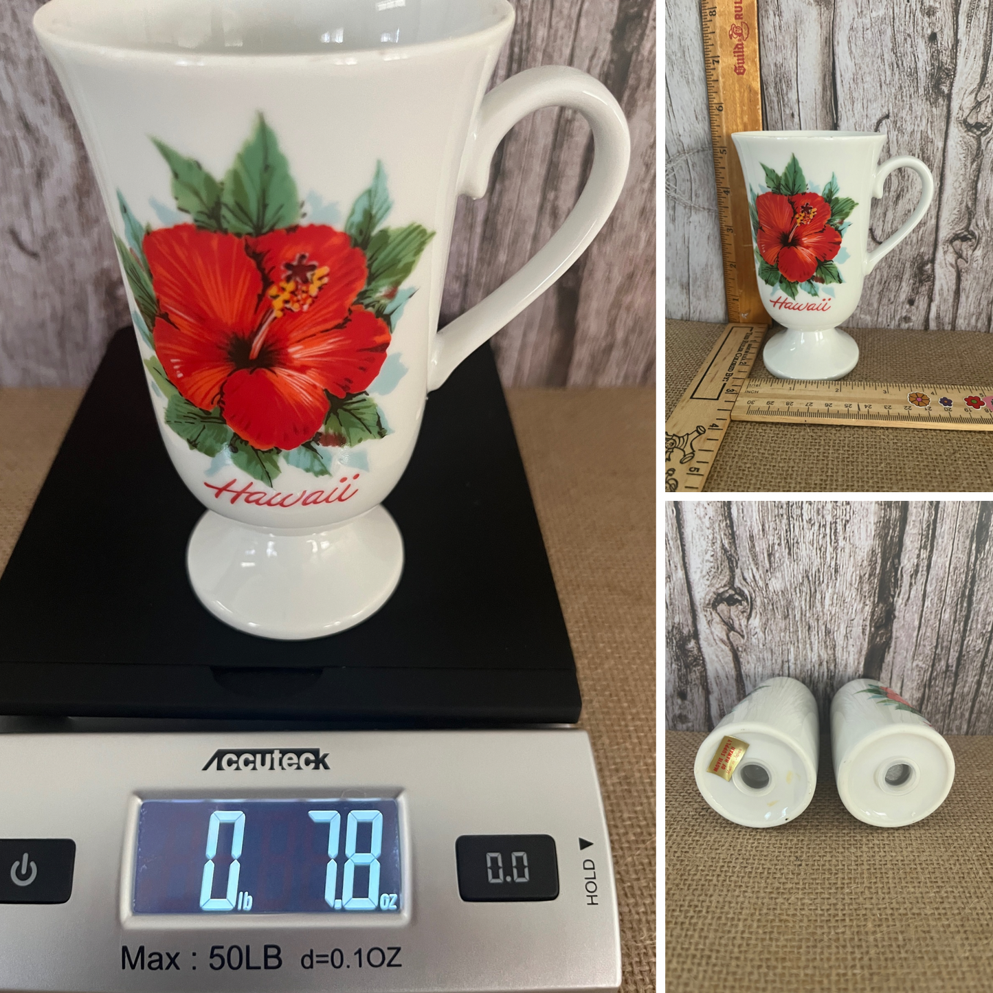 1970’s Hawaiian Hibiscus Mug - Aloha Tiki Islands Fusion Theme | Vibrant Red Floral Vintage Collectible