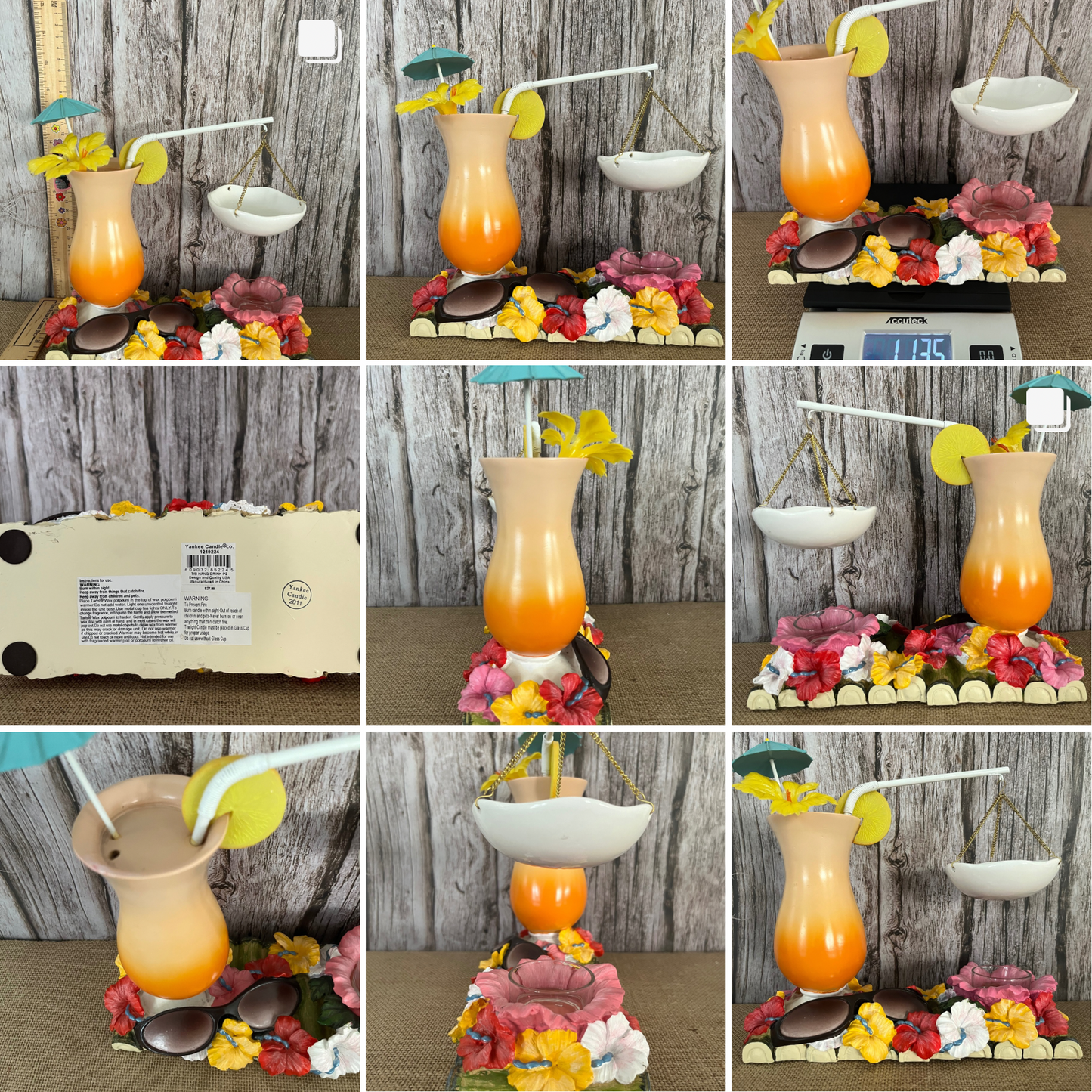 Beach Drink Summer Hanging Warmer - Aloha Tiki Islands Fusion Theme | Tiki Flowers Design, Yankee Candle Tart Burner