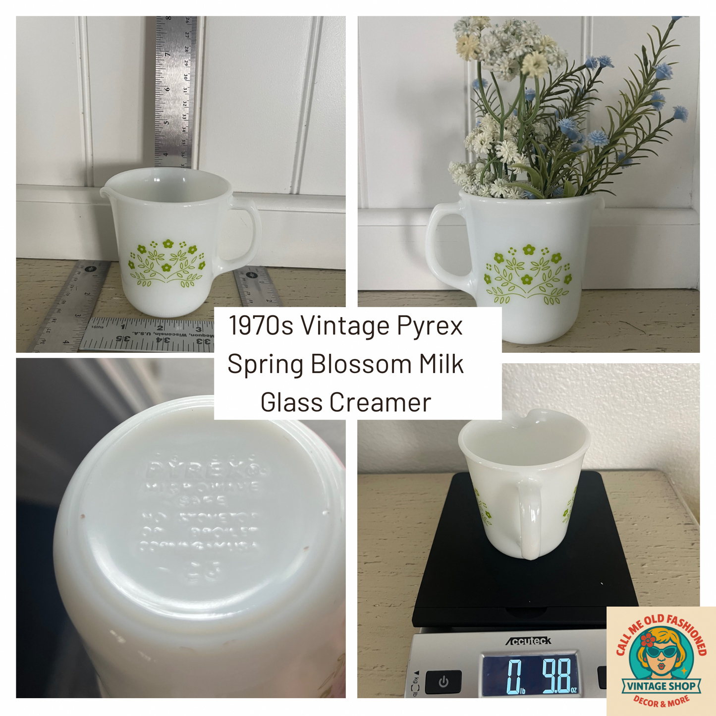 1970s Vintage Pyrex Spring Blossom Milk Glass Creamer |