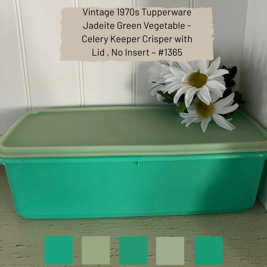 Vintage 1970s Tupperware Jadeite Green Vegetable - Celery Keeper Crisper with Lid , No Insert – #1365