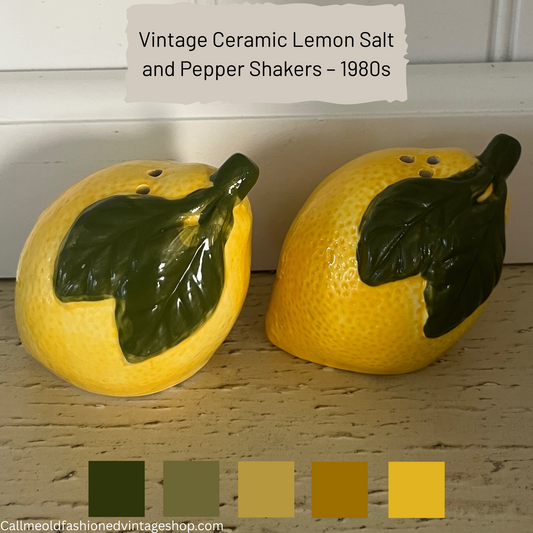 Vintage Ceramic Lemon Salt and Pepper Shakers – 1980s