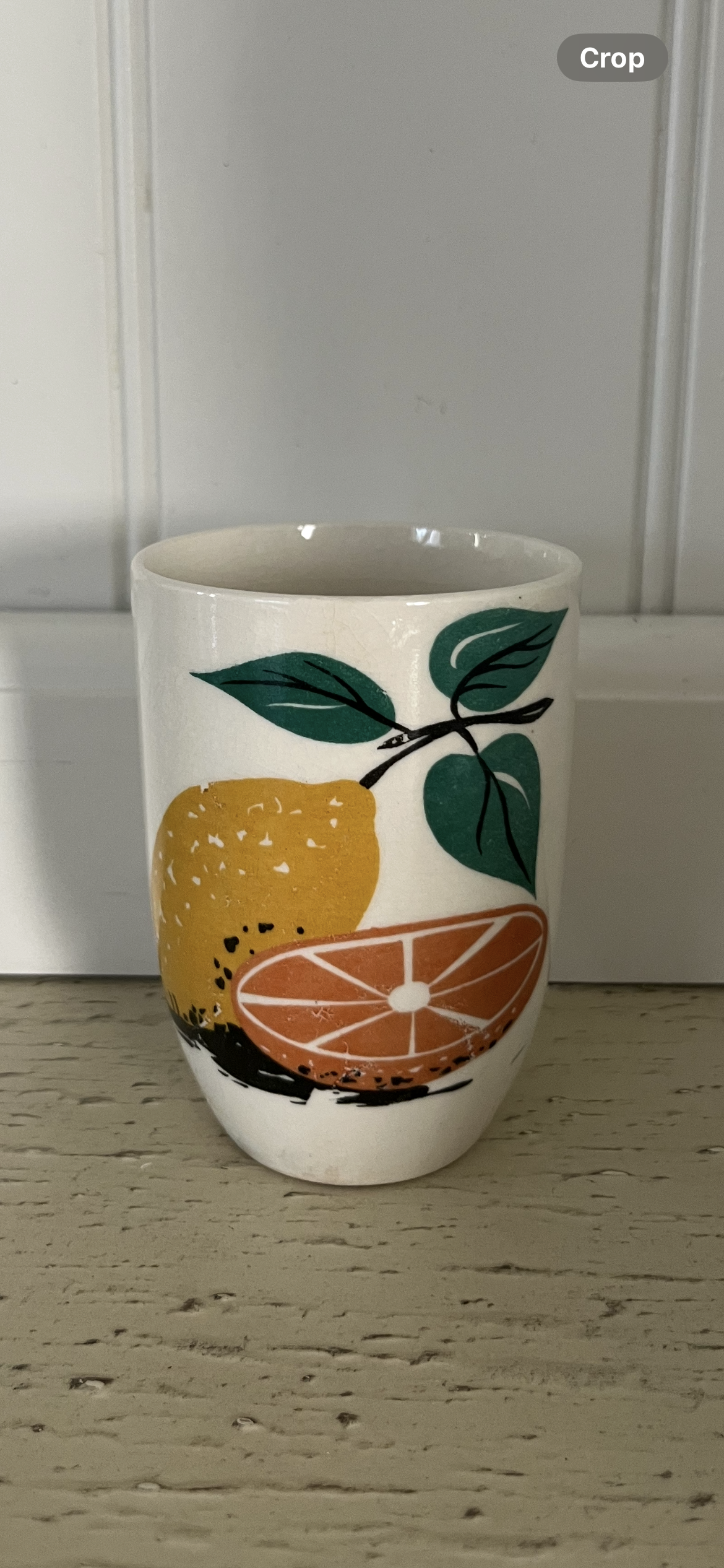 Vintage 1950s Barth & Dreyfuss “Californian” Ceramic Tumbler – Citrus Fruit Pattern