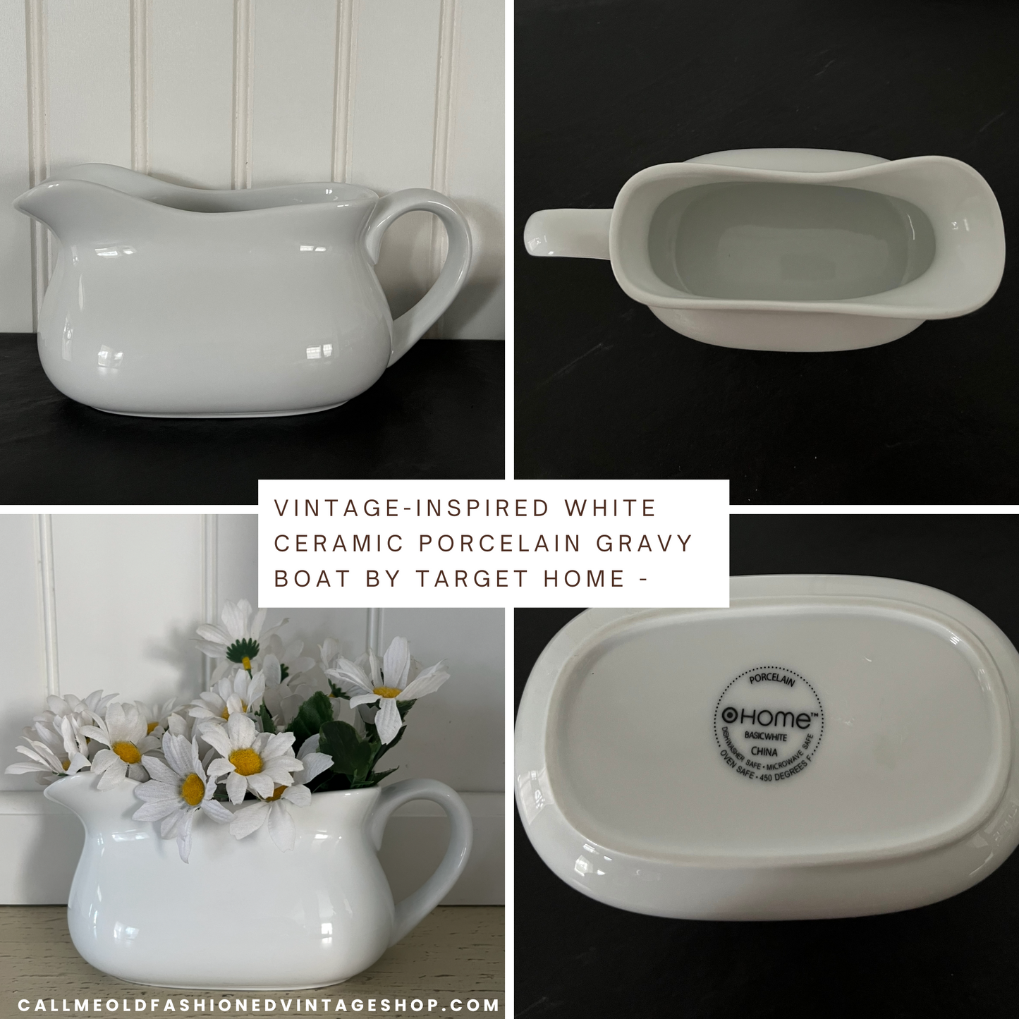 Vintage-Inspired White Ceramic Porcelain Gravy Boat by Target Home -