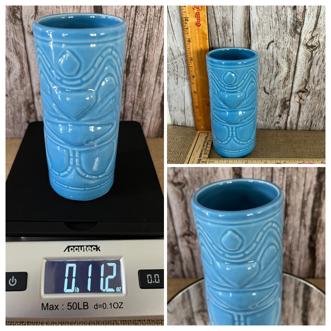 Chiki Tiki Sky Blue  Ceramic Mug Souvenir Tumbler  Aloha Polynesian Island Fusion Fun Artie by Archie McPhee