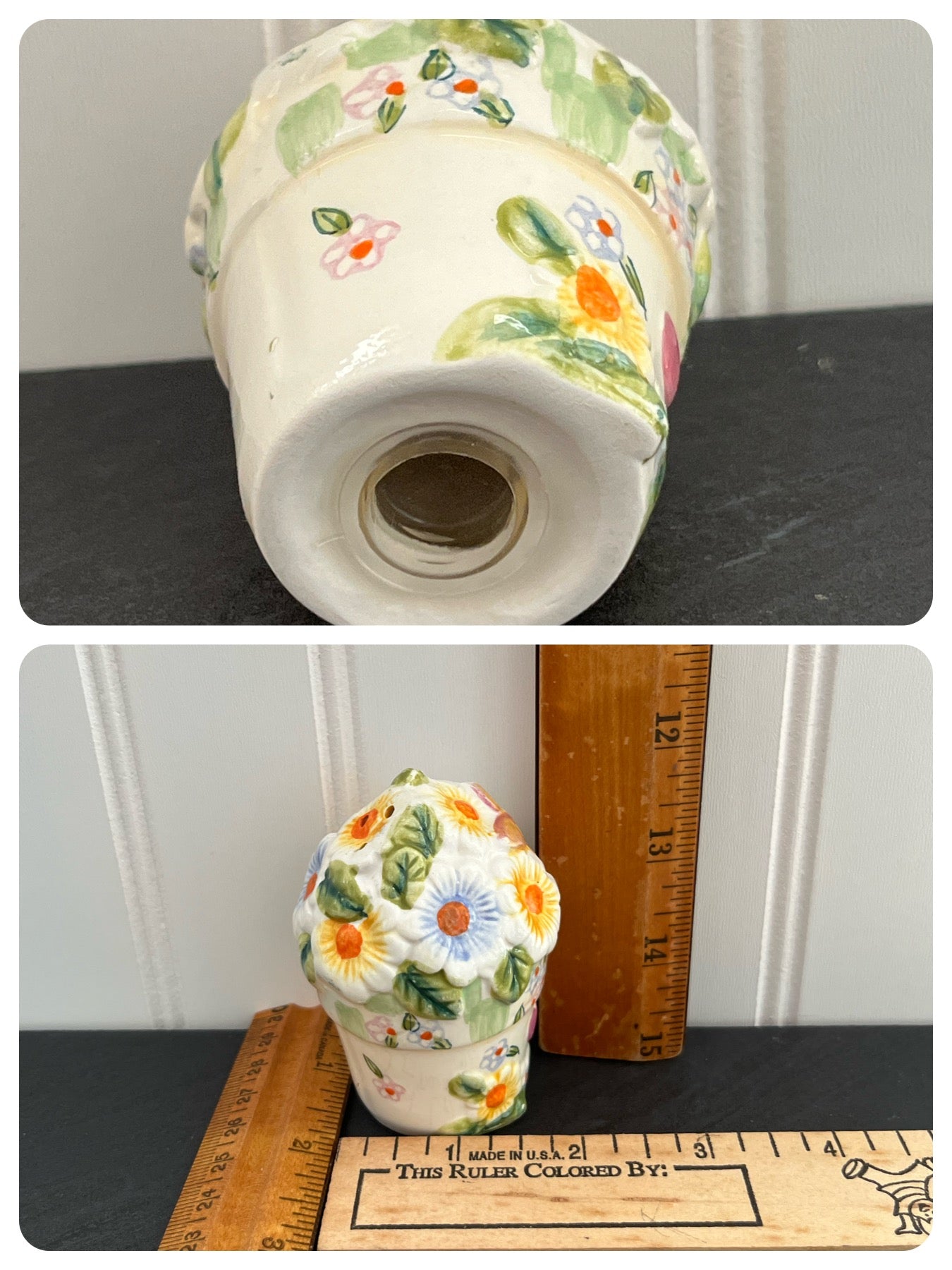Ceramic Cute Flower Pot & Bunny with Flower Salt & Pepper Shaker Set