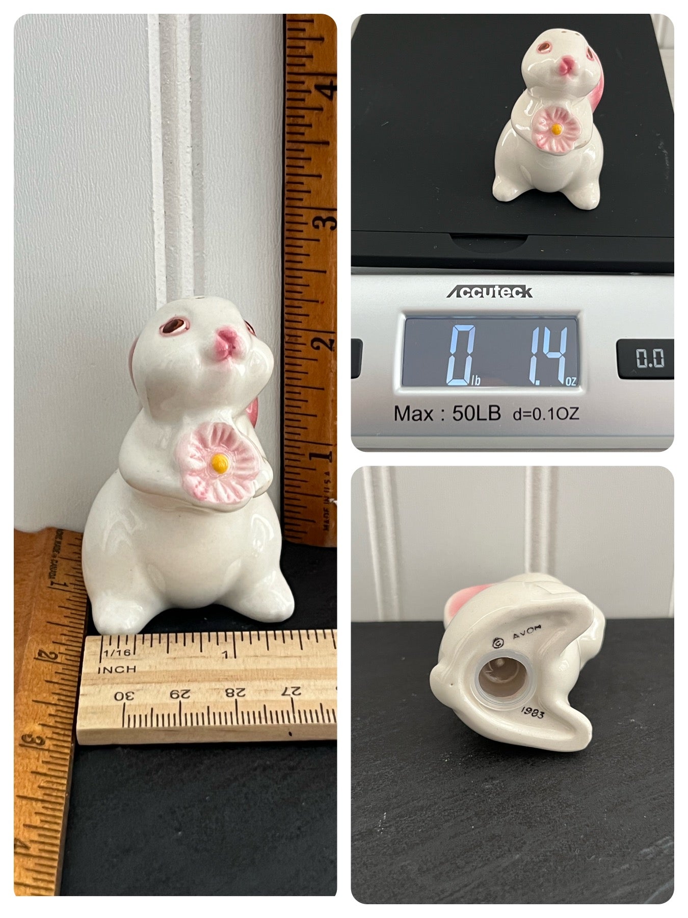 1983 AVON White Bunny Rabbit Salt & Pepper Shakers
