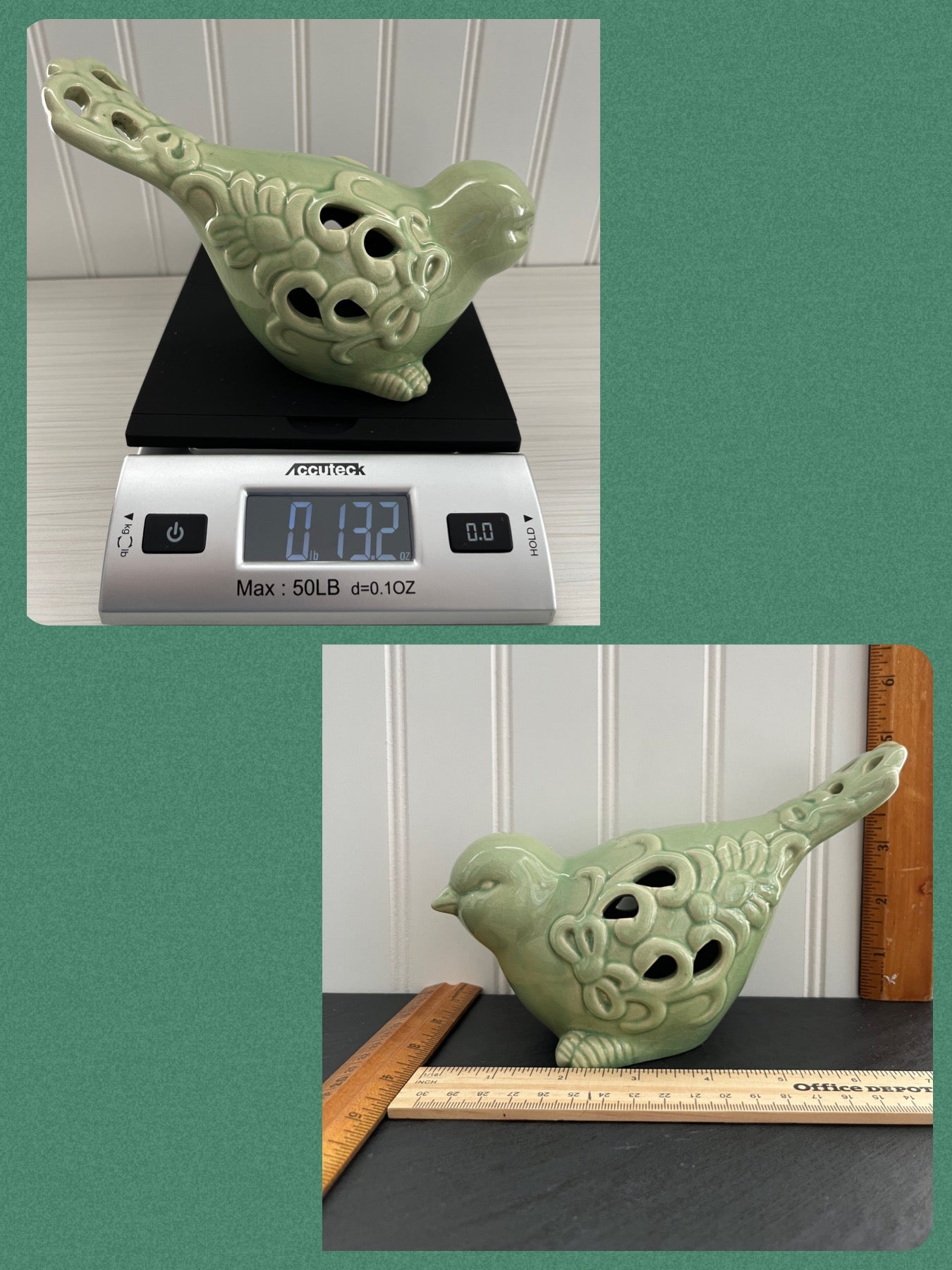 Ceramic Decorative Bird Potpourri Sachet Fragrance Holder - Green
