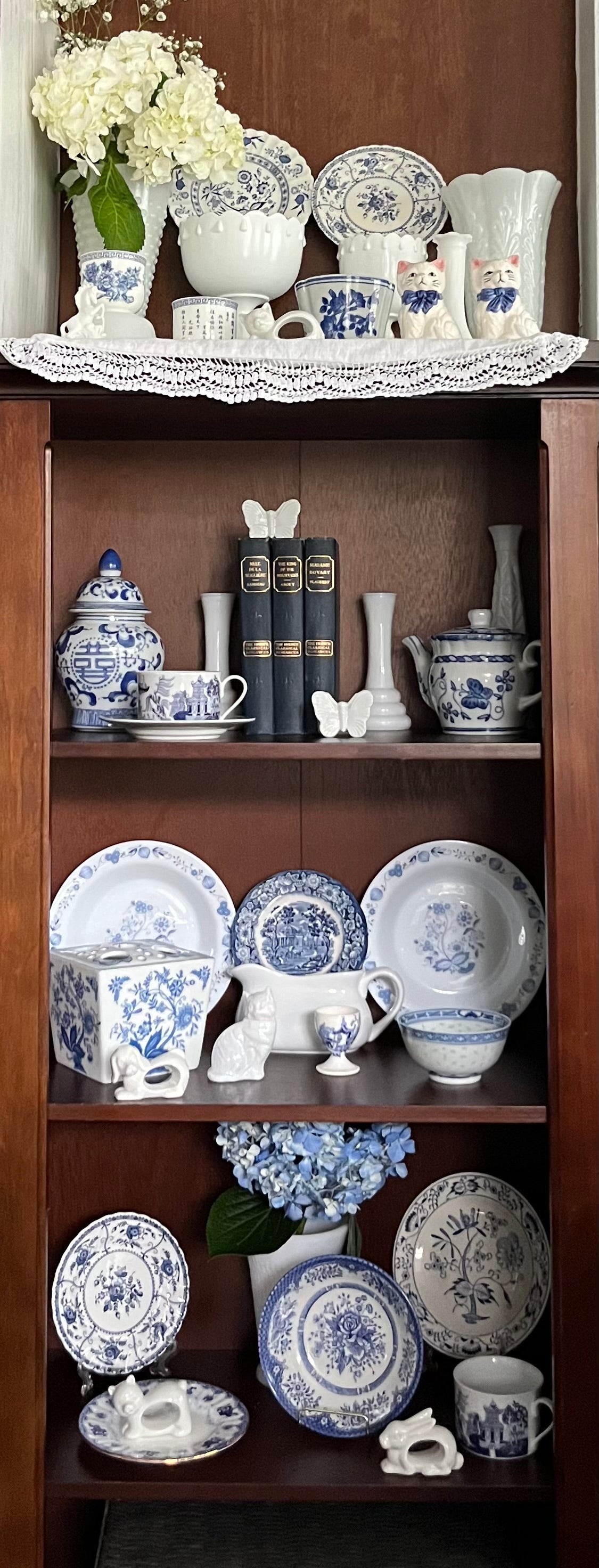Grandmillennial Style Vintage Blue Rose Floral 6" Bowl - Wood & Sons English Ironstone Chinaware
