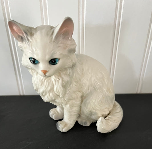 Vintage Lefton Japan Standing Fluffy Persian White Porcelain Cat Figurine - Timeless Elegance