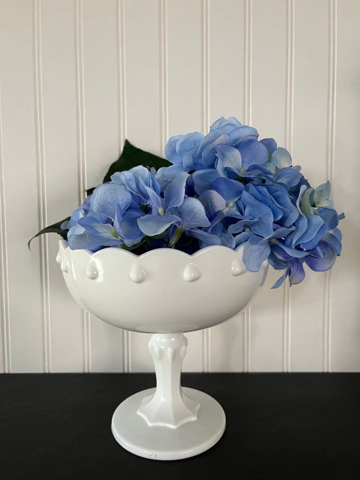 Vintage Indiana Glass Large 7" x 7" Teardrop Milk Glass Goblet Compote Pedestal Bowl - Timeless Elegance