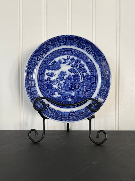 Grandmillennial Style Blue Willow Burslem Bread and Butter 5.5 Inch Plate -Stamped- John Steventon & Sons Chinoiserie Royal Ventonware