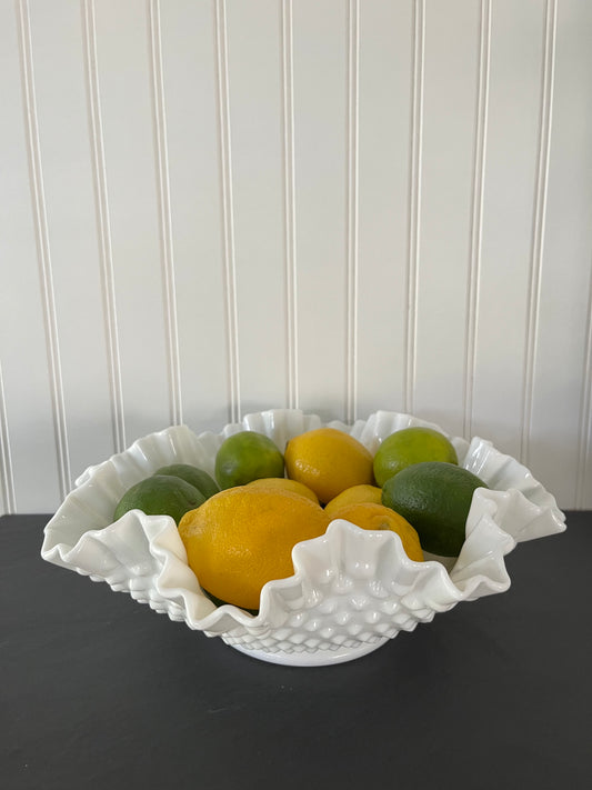 1960’s Fenton White Hobnail Large Bowl Milk Glass