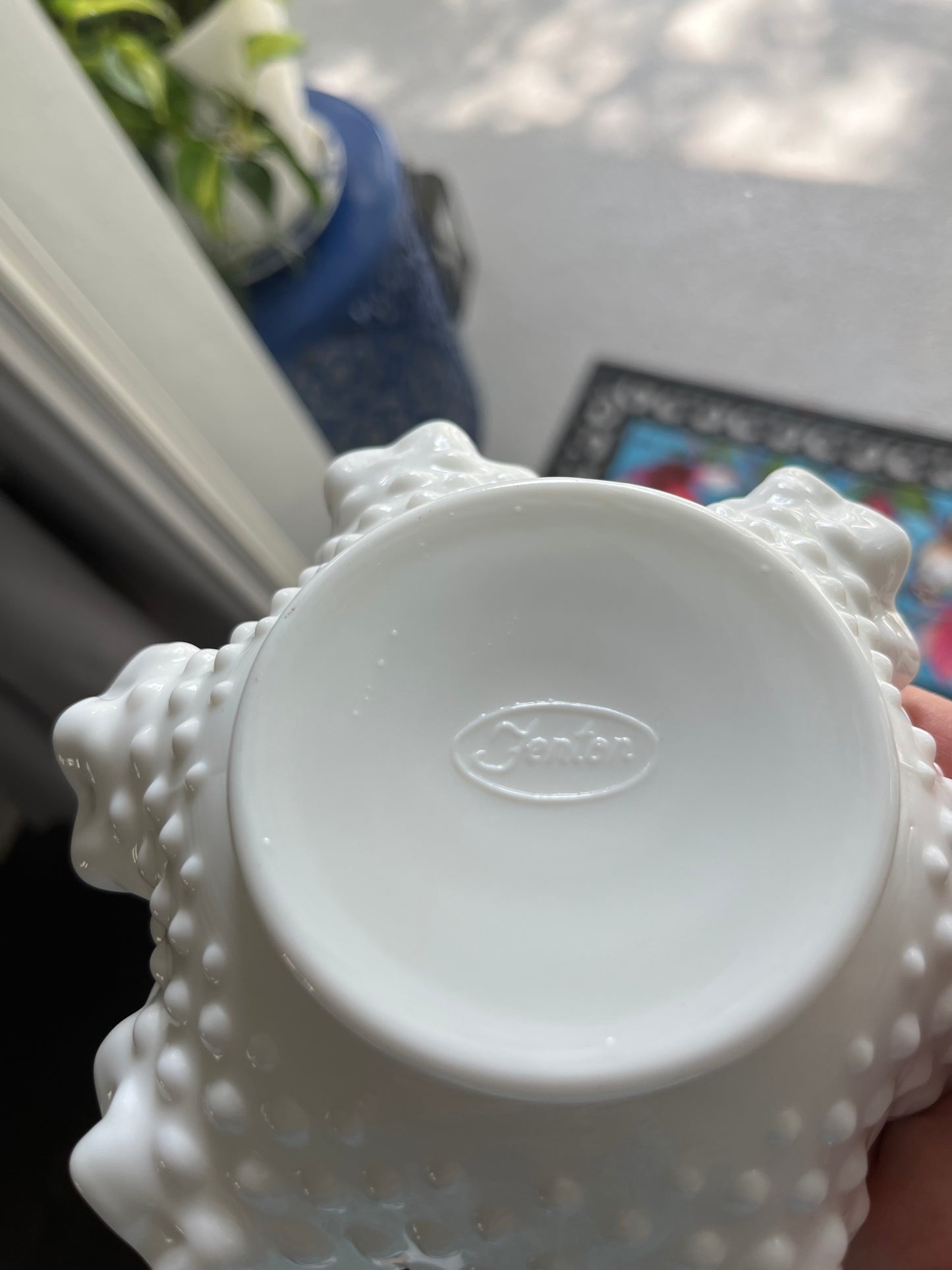 VIntage 1970s Fenton White Milk Glass Ruffle Edge Hobnail Small Bowl