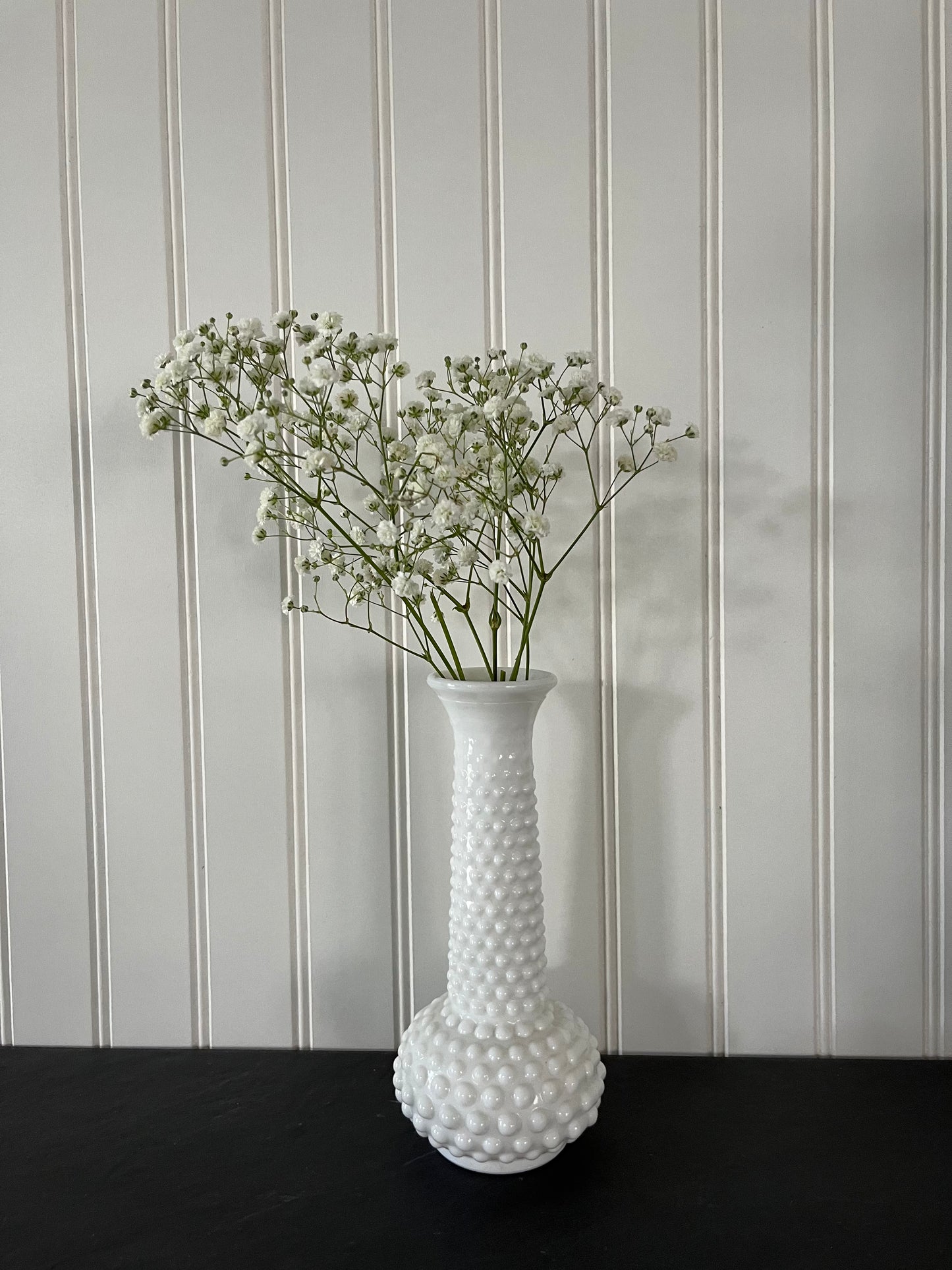 Vintage 1950’s EO Brody Co. White Milk Glass Hobnail Bud Vase