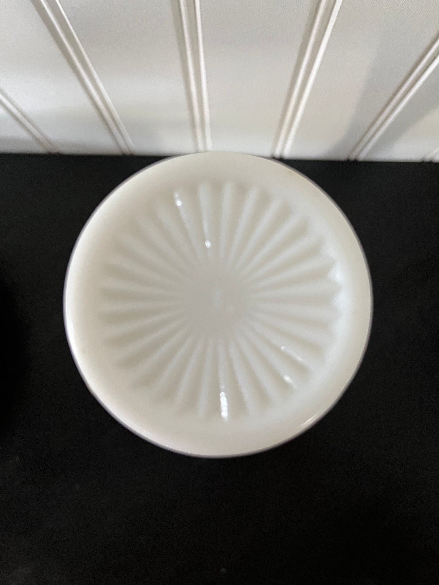 Vintage Milk Glass Starburst Cut Pattern Bud Vase - 9" high